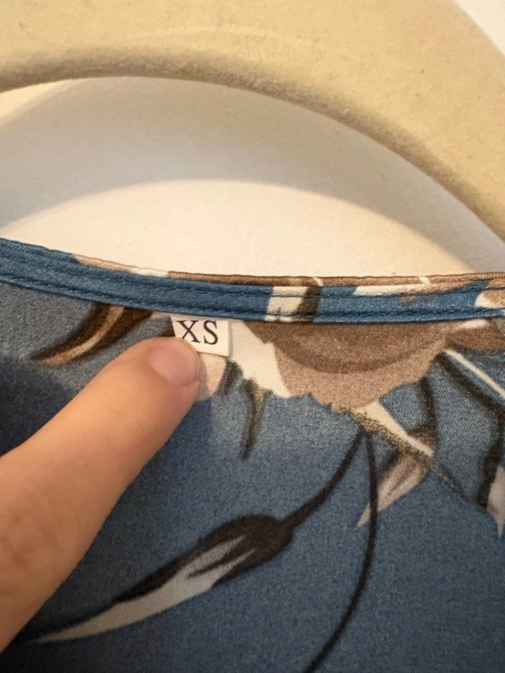 Amazon Blue Floral Satin Wrap Maxi Dress with Brown Floral Print - Picture 3 of 4